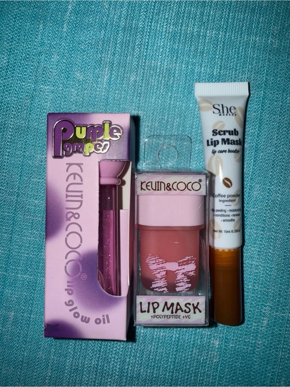 Kevin&Coco Lip Glow Oil + Lip Mask + Scrub Lip Mask Bundle
